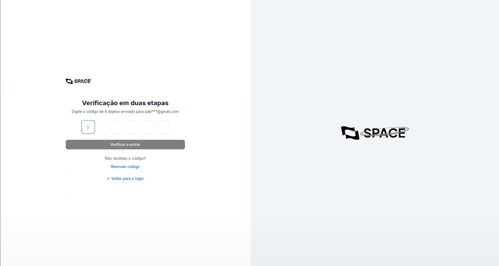 Confirmação de código por e-mail